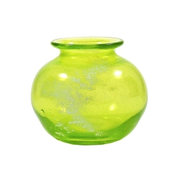 Skleněná bílozelená váza ve tvaru koule